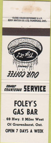 Matchbook Cover - Foley's Gas Bar Gravenurst ON
