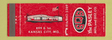 Matchbook Cover - SQS The Pasley Manufacturing Kansas City MO LP Gas Equipment