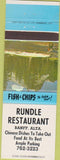 Matchbook Cover - Rundle Restaurant Banff Alberta