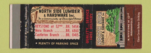 Matchbook Cover - North Side Lumber Hardware Indianapolis IN WEAR