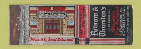 Matchbook Cover - Putnam and Thurston's Worcester MA WEAR