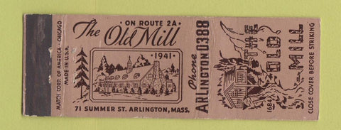Matchbook Cover - The Old Mill Arlington MA WEAR