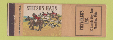 Matchbook Cover - Stetson Hats Pietzcker's Massillon OH