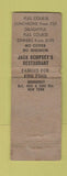 Matchbook Cover - Jack Dempsey's New York City Bowling POOR