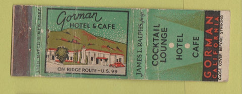 Matchbook Cover - Gorman Hotel Cafe CA WORN