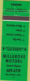 Matchbook Cover - Millgrove Motors Millgrove ON