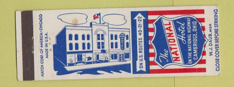 Matchbook Cover - National Hotel Cambridge OH