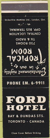 Matchbook Cover - Ford Hotel Toronto ON