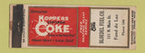 Matchbook Cover - Koppers Coke Coal Bloedel Fond Du Lac WI DQ low phone # WEAR