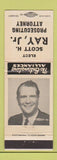 Matchbook Cover - Scott H Ray Jr Prosecuting Attorney Election