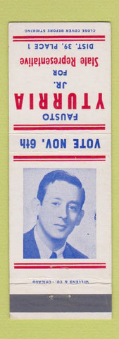 Matchbook Cover - Fausto Yturria Jr State Rep Election Brownsville TX