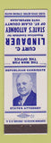 Matchbook Cover - Curt C Lindauer for State's Attorney St Clair County MO? IL?