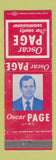 Matchbook Cover - Oscar Page County Commissioner Election Dayton OH WEAR