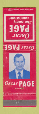 Matchbook Cover - Oscar Page County Commissioner Election Dayton OH WEAR