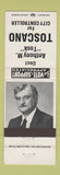 Matchbook Cover - Anthony Tosk Toscano City Controller Election New Castle PA