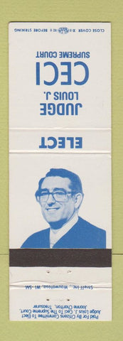 Matchbook Cover - Judge Louis Ceci Supreme Court Election WI Wisconsin