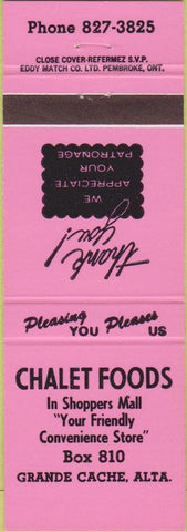 Matchbook Cover - Chalet Foods Grande Cache Alberta