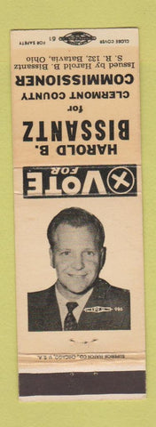 Matchbook Cover - Harold Bissantz Clermont County Commissioner Election OH