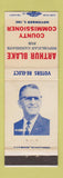 Matchbook Cover - Arthur Blake County Commissioner Election