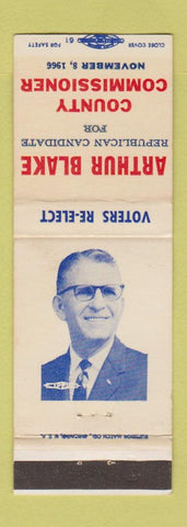 Matchbook Cover - Arthur Blake County Commissioner Election
