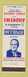 Matchbook Cover - Lawrence Andrews County Auditor Kane County IL? 1964