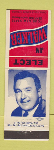 Matchbook Cover - Jim Walker State Senator Election San Francisco CA