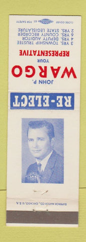 Matchbook Cover - John P Wargo Rep Election OH Ohio