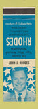 Matchbook Cover - John Rhodes Congress Election AZ Arizona