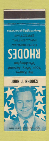 Matchbook Cover - John Rhodes Congress Election AZ Arizona