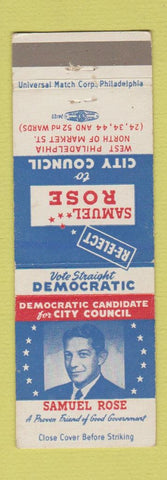 Matchbook Cover - Samuel Rose City Council Election West Philadelphia PA