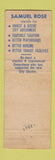 Matchbook Cover - Samuel Rose City Council Election West Philadelphia PA