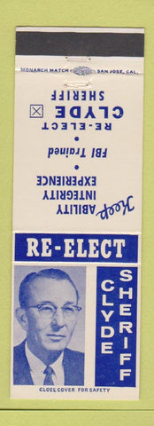 Matchbook Cover - Clyde for Sheriff FBI Trained