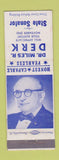 Matchbook Cover - Dr Miles Derk State Senator PA Pennsylvania