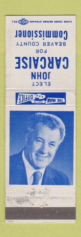 Matchbook Cover - John Carcaise Beaver County Commissioner PA WEAR