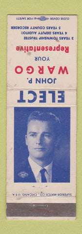 Matchbook Cover - John P Wargo Rep Election OH Ohio WEAR
