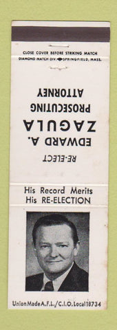 Matchbook Cover - Edward A Zagula Prosecuting Attorney Election Weirton WV