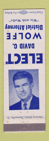 Matchbook Cover - David C Wolfe District Attorney Election