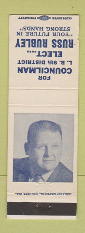 Matchbook Cover - Russ Rubley Councilman Election Long Beach CA