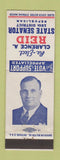 Matchbook Cover - Clarence A Reid State Senator Election Detroit MI