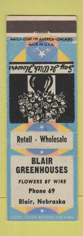 Matchbook Cover - Blair Greenhouses flowers Blair NE low phone #