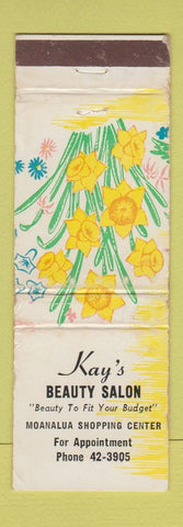 Matchbook Cover - Kay's Beauty Salon Honolulu Hawaii WORN