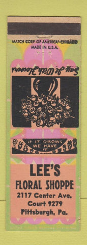 Matchbook Cover - Lee's Floral Shop Pittsburgh PA flowers