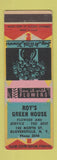 Matchbook Cover - Roy's Green House flowers Glovesville NY low phone #2