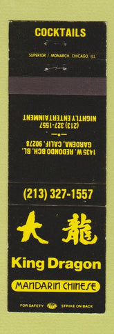 Matchbook Cover - King Dragon Chinese Restaurant Gardena CA WEAR