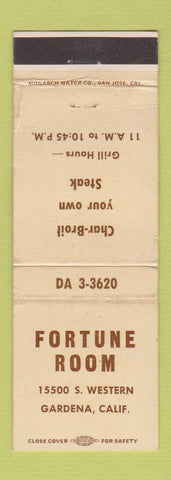 Matchbook Cover - Fortune Room Gardena CA restaurant WORN