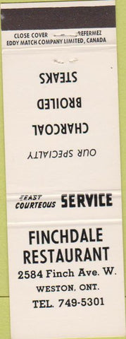 Matchbook Cover - Finchdale Restaurant Weston ON