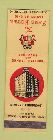 Matchbook Cover - Zane Hotel Zanesville OH WEAR