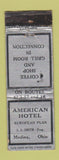 Matchbook Cover - American Hotel Medina OH WORN