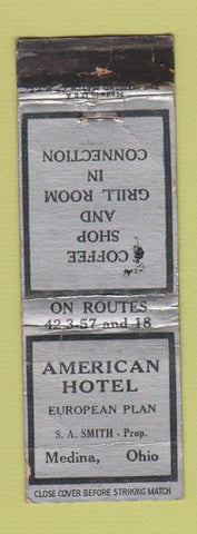 Matchbook Cover - American Hotel Medina OH WORN