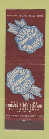 Matchbook Cover - Kaufman Jacquard Velvets Philadelphia PA